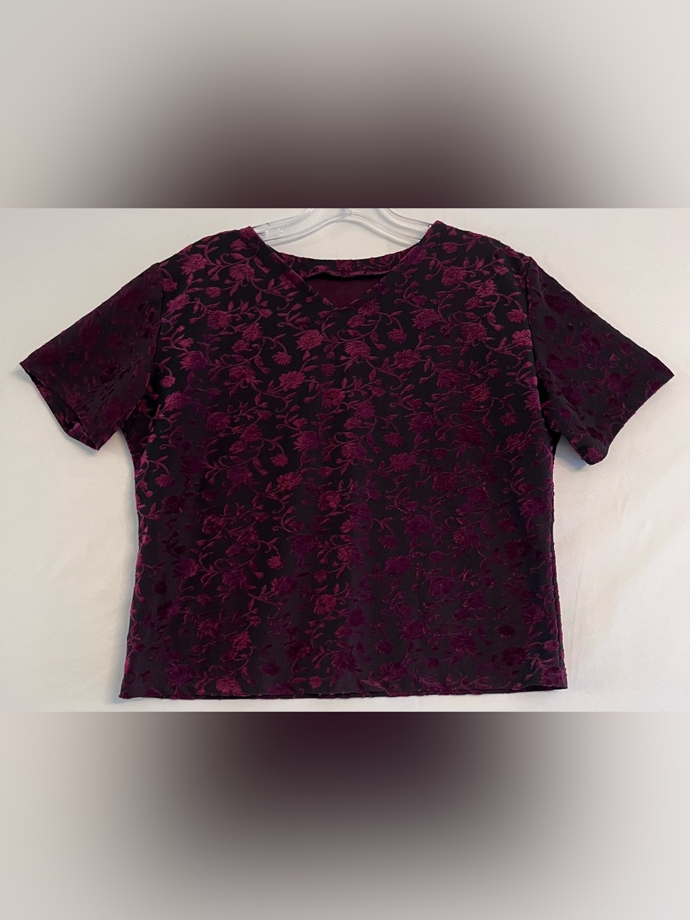Vintage 90s Whimsigoth Burnout Velvet Floral Top